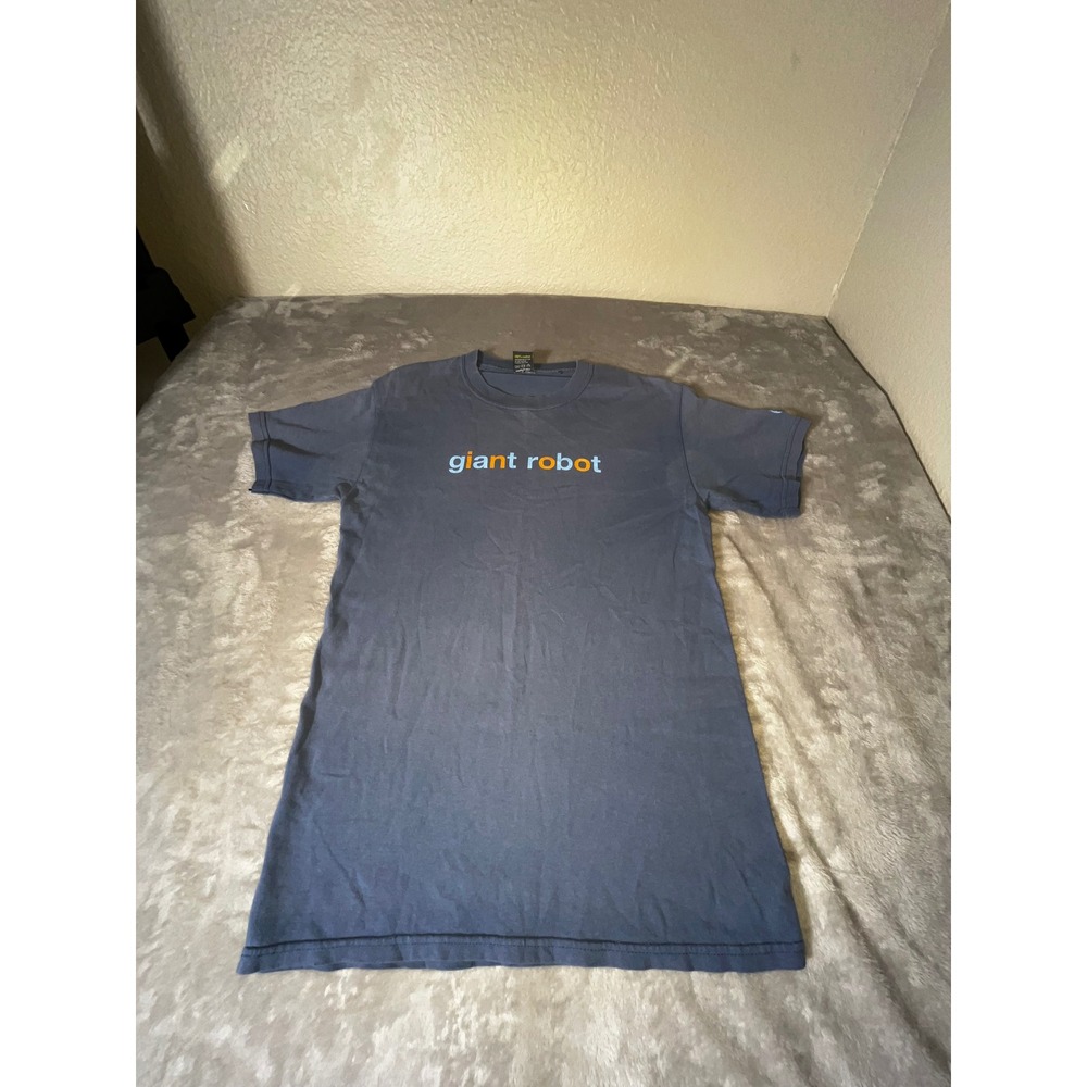 Vintage Giant Robot Graphic T-Shirt Mens Small Blue Gray Made in USA 94 Logo Tee